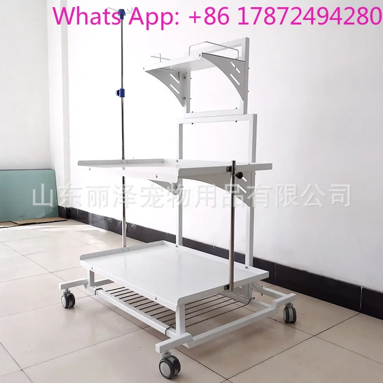 Custody warehouse with set frame double-layer beautiful white shelf with frame universal wheel assembly model
