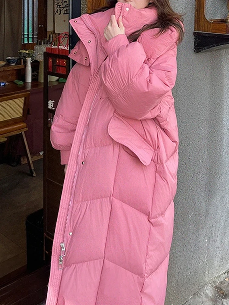 

Faionable антивозрастной хлопковый джемпер на толстом пуху, женское зимнее новое корейское свободное длинное хлопковое пальто выше колена, верхняя одежда