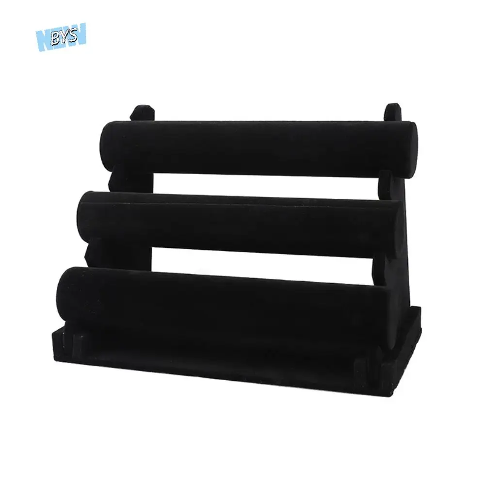 3-poziomowy aksamitny organizer na biżuterię, wielofunkcyjny stojak na bransoletki w stylu retro, duża pojemność, oszczędność miejsca