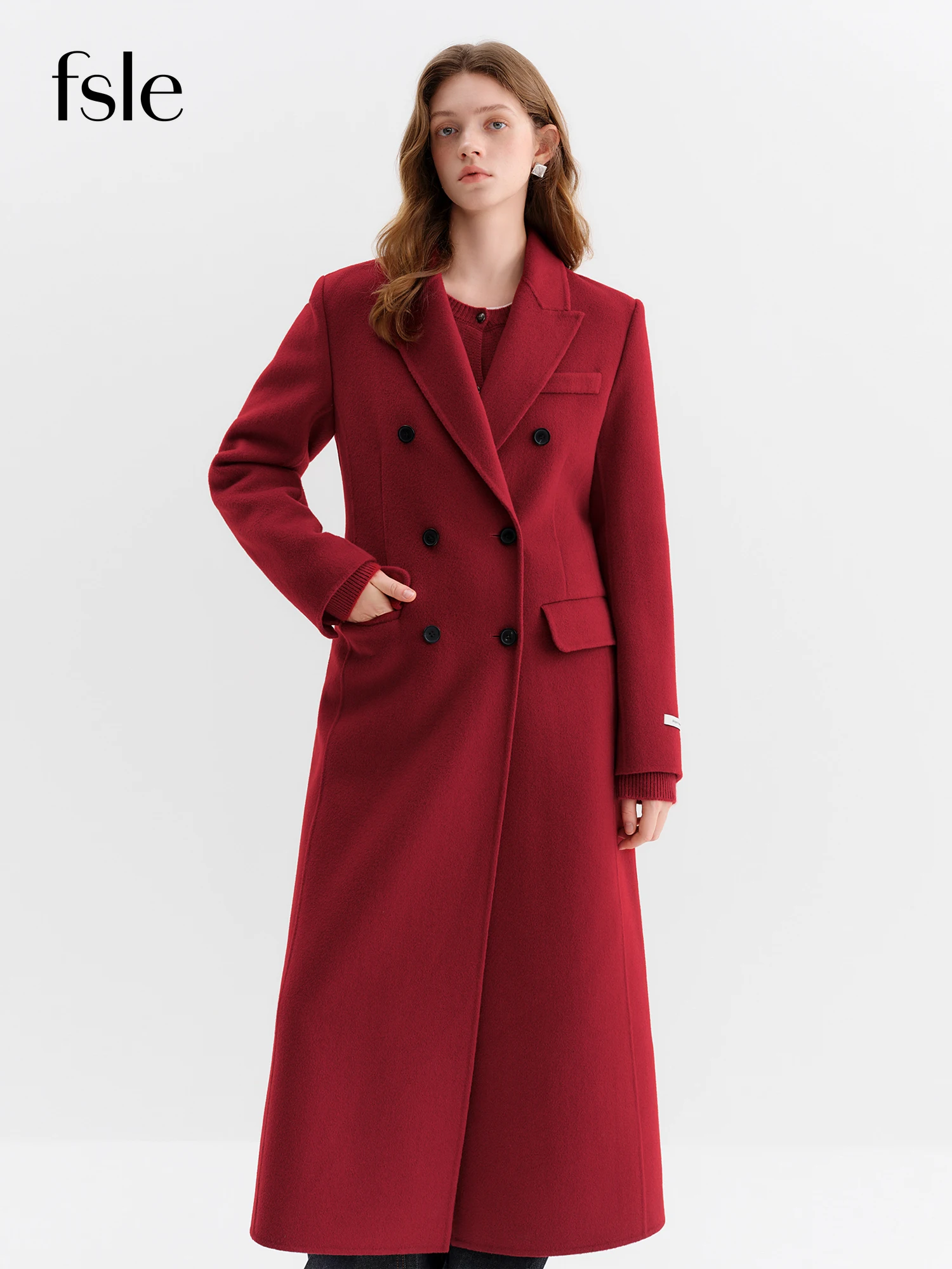 معطف نسائي مصمم من FSLE مع صورة ظلية جذابة كبيرة الحجم من التويد مزدوجة الوجه ملابس خارجية من الصوف الفاخر وصل حديثًا لشتاء 2025 #1
