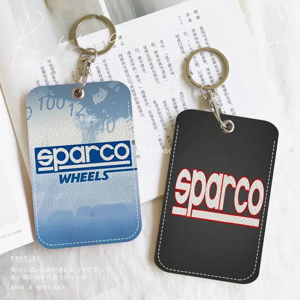 S-Sparcos Logo Style PU Access Card Holder with Keychain - Executive Protection for Bank card,Subway, Bus Card case