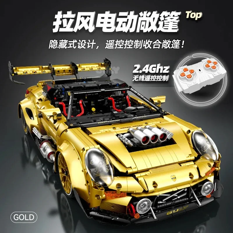 New 10640 3824pcs MOC Technical Remote Control Sports Car GT3 Building Blocks Bricks Assembling Model Toys for Boys Gift Set view 4