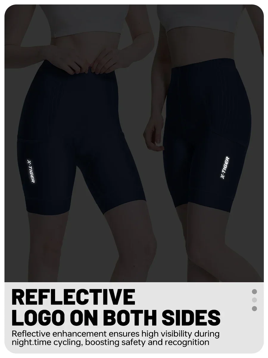 X-TIGER Damen-Radhose, stoßfest, mit Baumwolle gepolstert, MTB-Fahrradhose, atmungsaktiv, schnell trocknend, Pro-Rennradhose mit Taschen – Detail 3