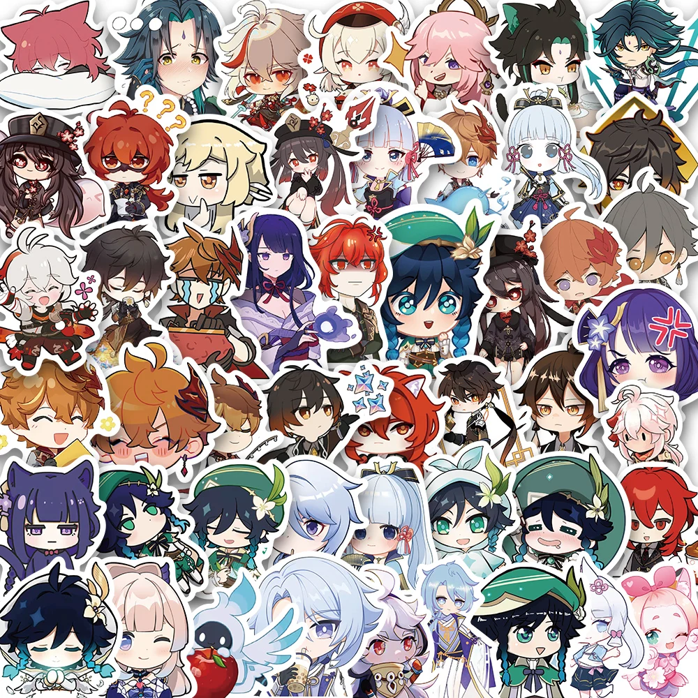 50pcs Genshin 2 Print Sticker Cafe Anime Japan Nostalgia Stickers Luggage Laptop Skateboard Bicycle Stickers Decal Gift Toy