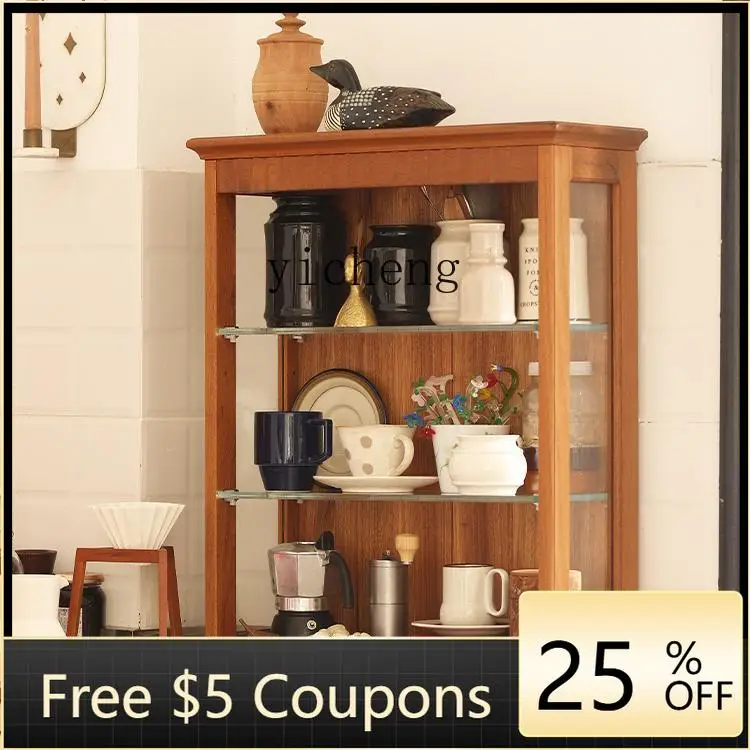 

XL solid wood retro small hanging cabinet Myanmar old teak wall cabinet medium antique mug holder