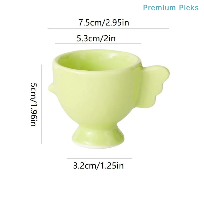 Egg Cup Heightened Base Solid Color Non-Slip Handle Good Grip Makeup Sponge Holder Mini Breakfast Ceramic Egg Holder Dining Room