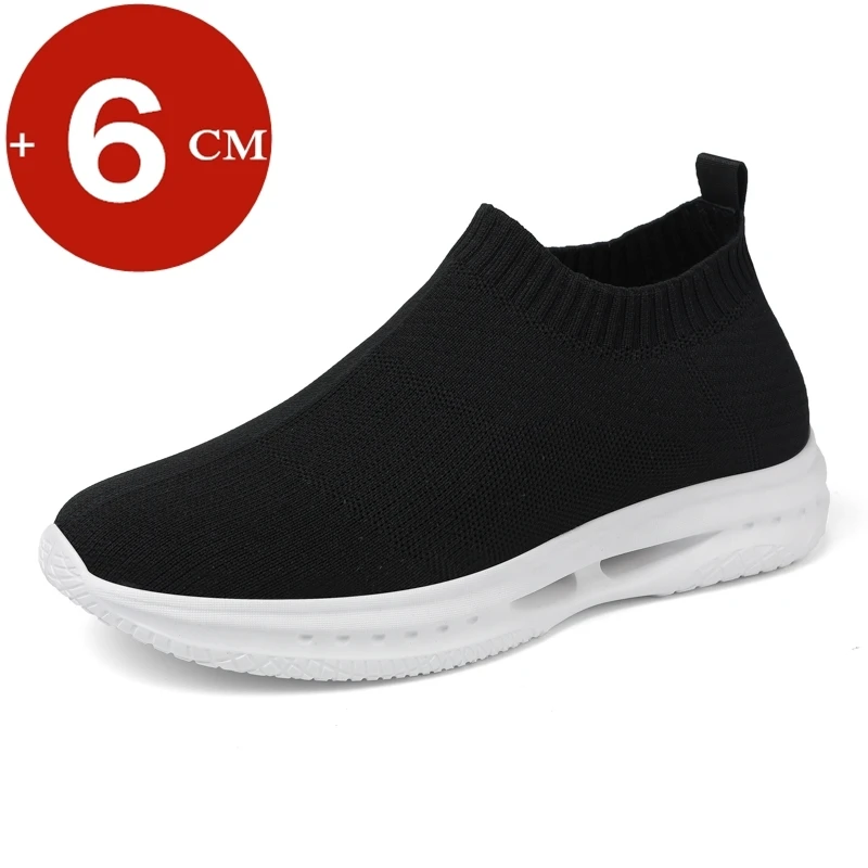 Men Elevator Shoes Height Increase Shoes for Man 6cm Summer Mesh Casual Lift Sneakers Footwear White Black Leisure Sports