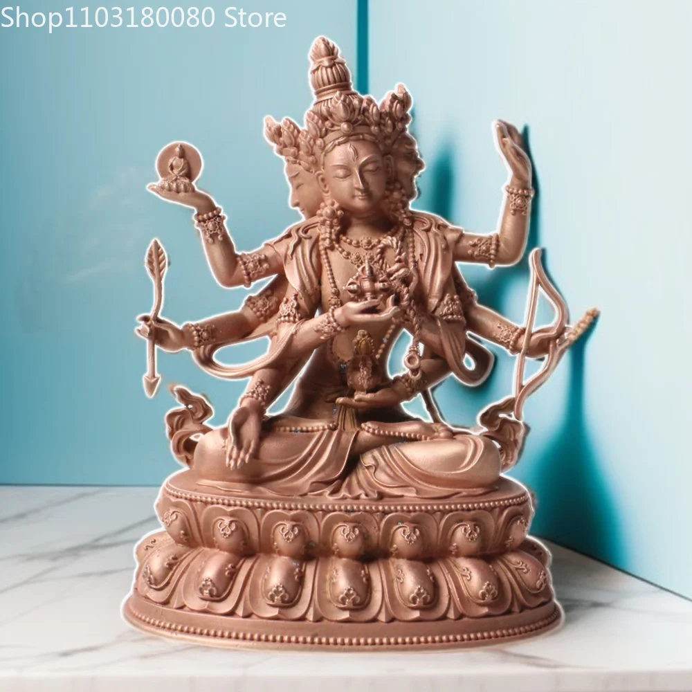 Exquisite Red copper carve ushnisha vijaya Buddha statue Tibet Namgyalma sculpture,10cm