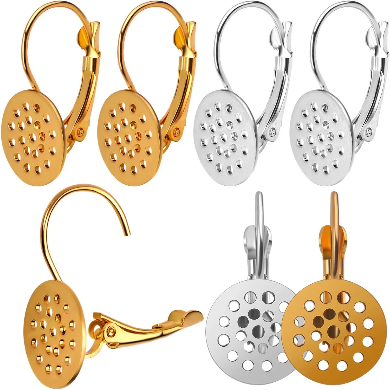 

20 шт. латунные проволоки для ушей с рычагом, зажим для сережек, фурнитура для сережек с круглой сеткой 12 мм для дизайна сережек, изготовление ювелирных изделий