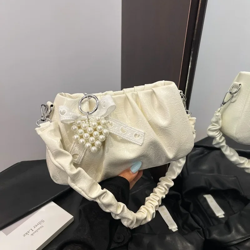 

New Ruched Fashion PU ShoulderBags Solid Thread Zipper Handbag 2025 Hot Sale High Quality Women's Bag Bolsos De Señora