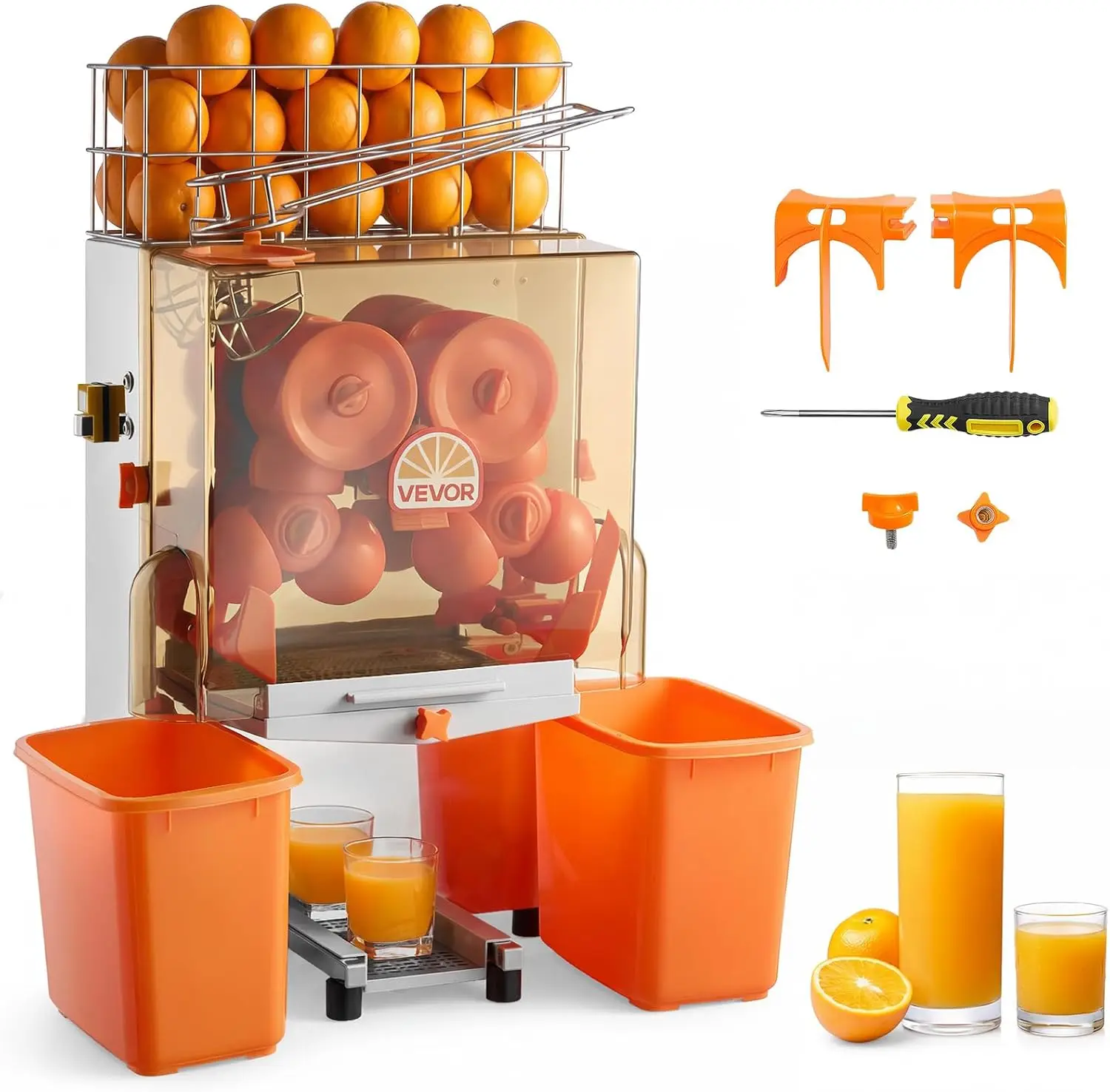 Commercial Orange Juicer Machine, 120W Electric Orange Juice Press, Stainless Steel Squeezer for 20 per Minute, Lemon Citrus Pom