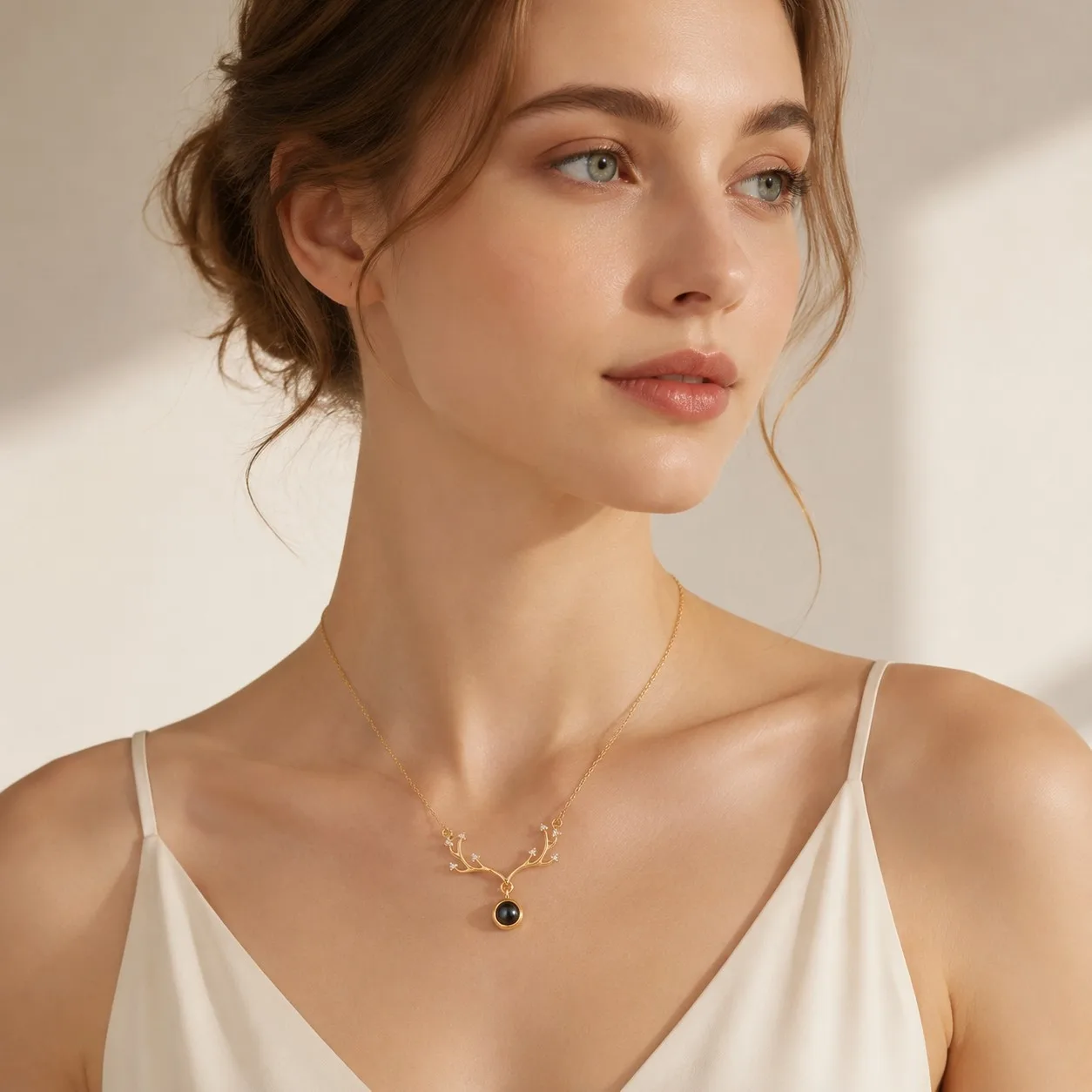 Antlers Pendant 100 Languages Projection Necklace With Rose Gift Box For Women Mother Christmas Valentine Birthday Jewelry