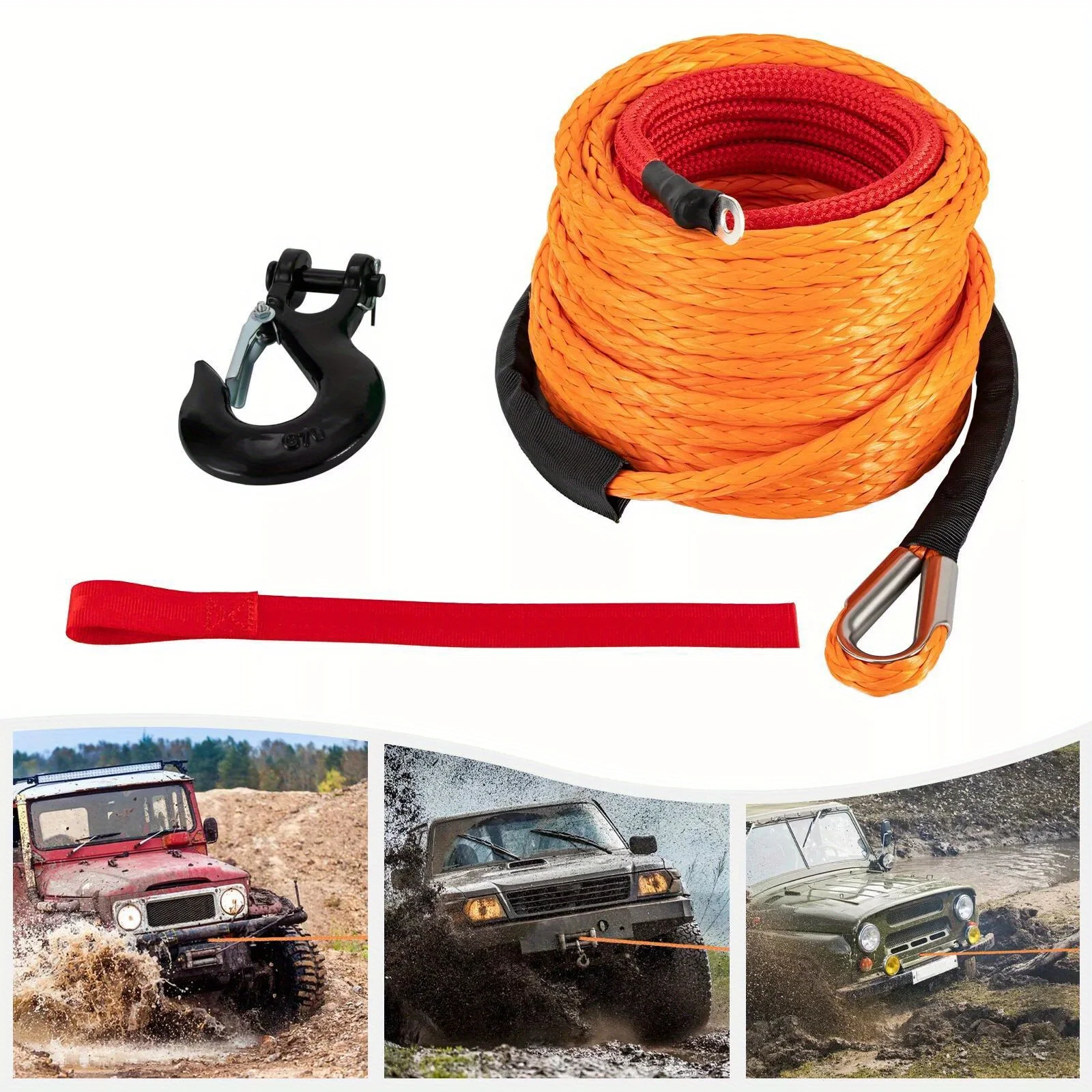 

3/8 "x 60 feet synthetic winch rope heavy-duty recycled cable, utv, Jeep and off-road vehicle bbb19854 pounds capacity