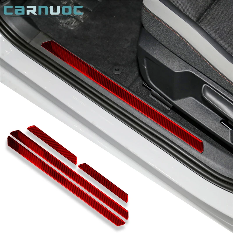 

For Volkswagen VW Golf 8 MK8 GTI 2021 Carbon Fiber Door Sill Strip Stickers Cover Trim Car Interior Decorative Accessories