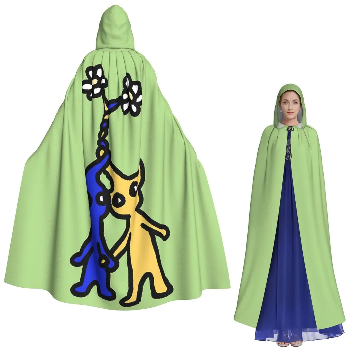 Pikmin In Luv Long Hooded Cloak Witch Medieval Costume Cosplay Cape HalloweenCoat Adult Unisex