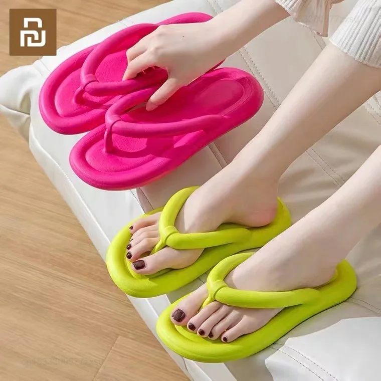 

Youpin Summer Flip Flops For Women Cute Candy Color Indoor Flat Shoes Men Beach Slippers Non-slip Soft Sole Couple Beach Sandals