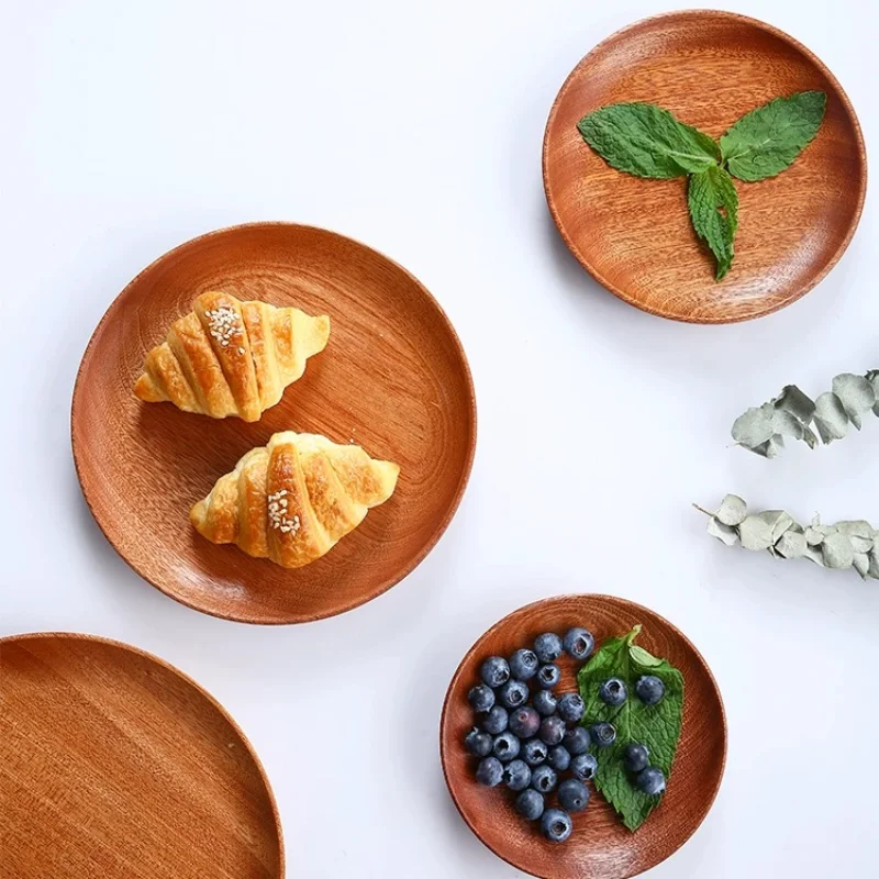 Japanese Style Ebony Dessert Tray, Cake Rack, Household Solid Wood Tableware, Tea Tray, Home Hotel Snacks, Bread Tray, Meals