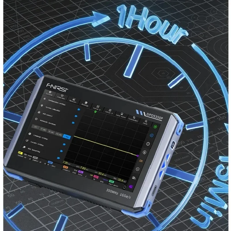 FNIRSI DPOS350P 4-in-1 350Mhz 1GSa/s Flat Panel Oscilloscope Signal Generator Spectrum Analyzer Frequency Touch Screen 7 Inches