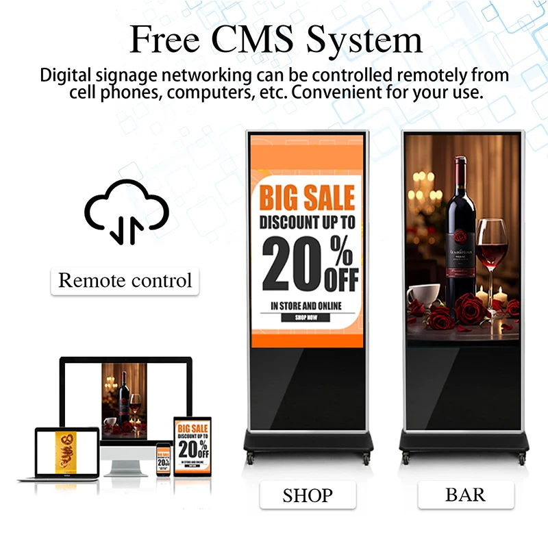 55 43 Inch Floor Stand Touch Screen LCD Display Totem Android Digital Signage Indoor Information Interactive Advertising Kiosk
