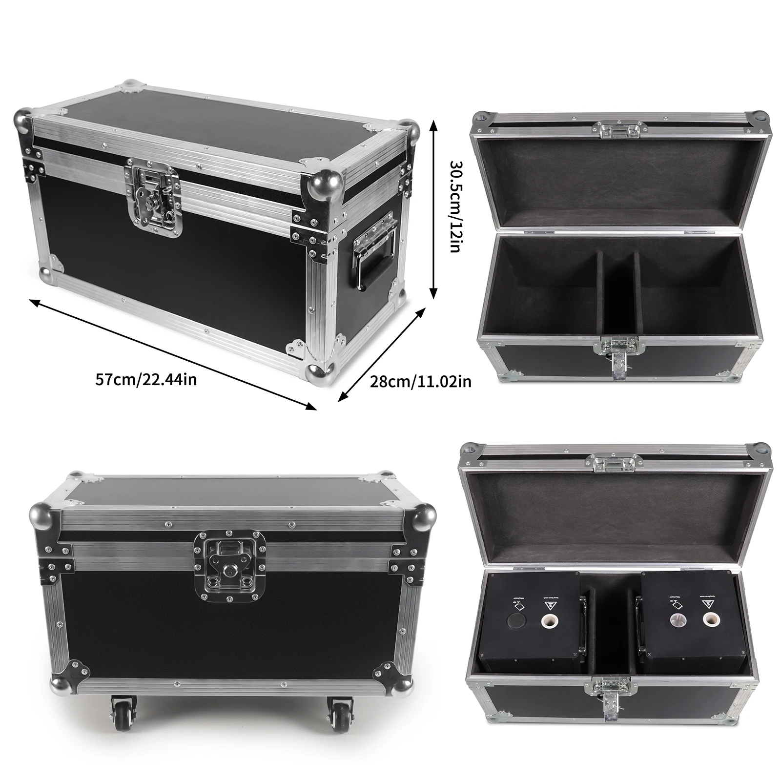 Fieryzeal Flight Case For (2) Cold Flame Electronic Spark Machine Customized Gator Cases EV Cotton Airline Case Stage Equipment