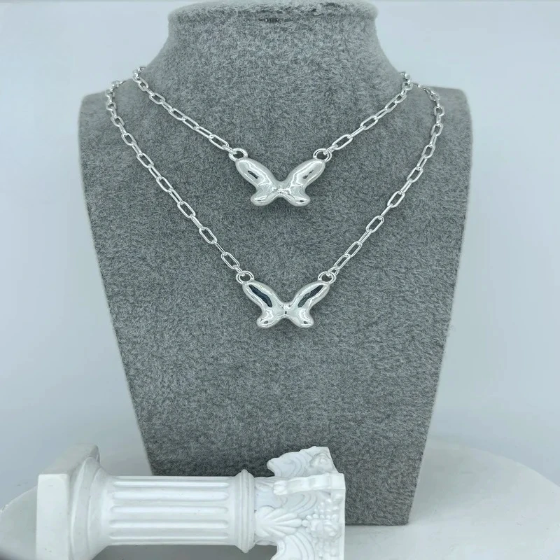 

Versatile, High Beauty, Exquisite Silver Butterfly Double Chain Women's Accessories, Gift for Girlfriend's Anniversary