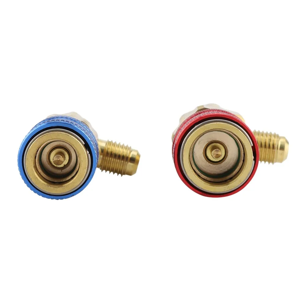 1/4 Inch AC Quick Coupler All Copper Adjustable Refrigerant Adapter Fitting Quick Connect 90 Degree Angled