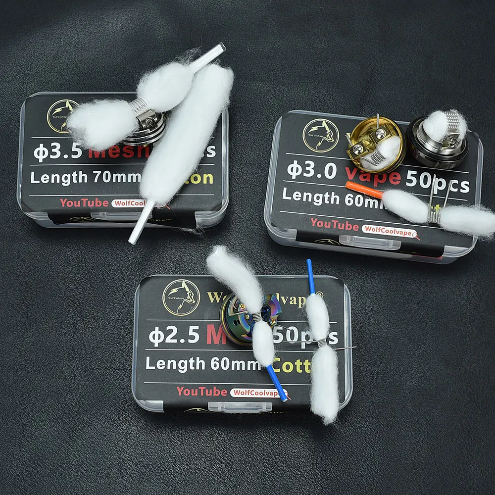 Wolf-bobina de malha para cigarro eletrônico organic, algodão orgânico, bacon, bacon, coil, para pack da, pack, pacote com 10 ou 50 peças