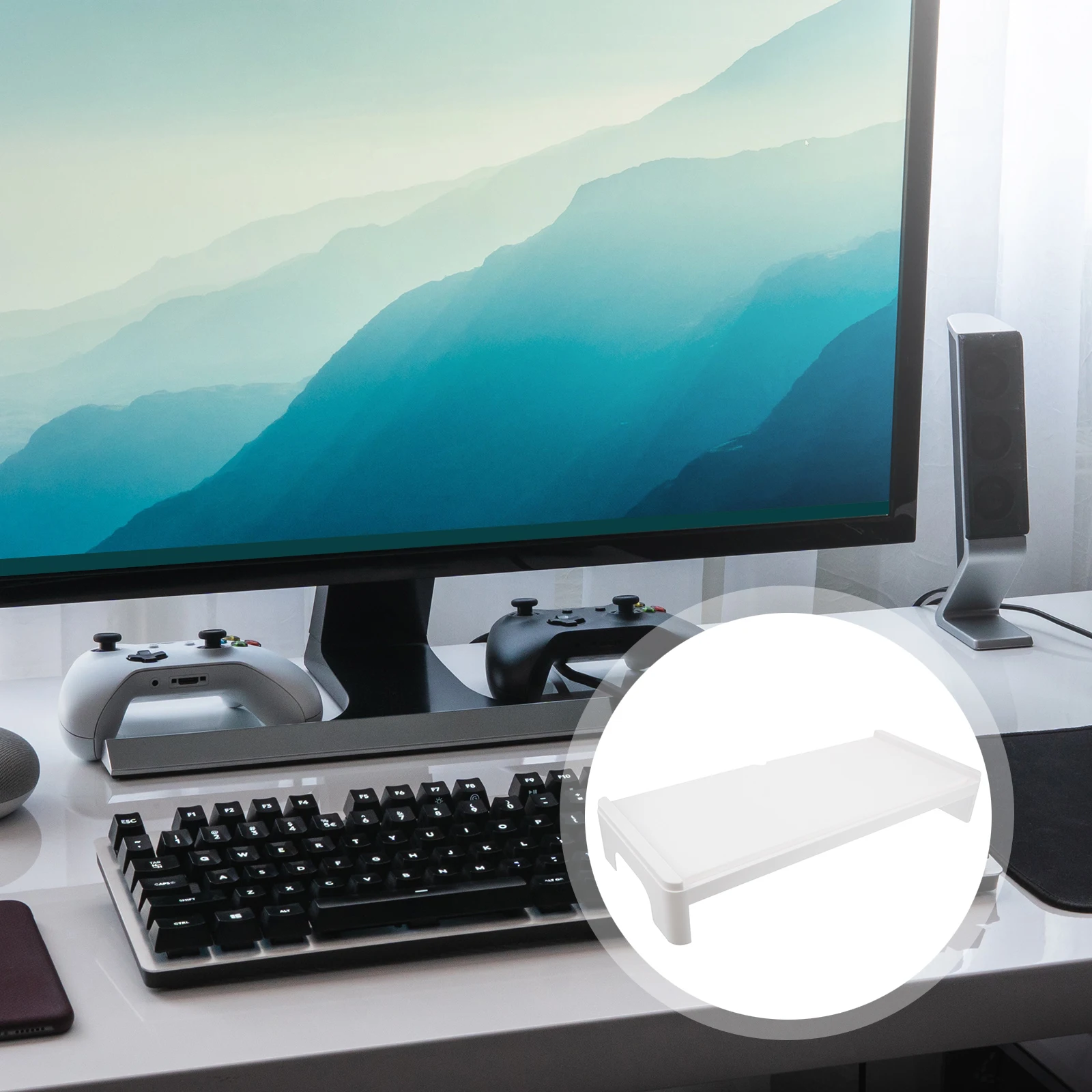 

Plastic Monitor Stand Durable Computer Heighten Rack Storage Suitable Decor Style Craft Details No Crack Deform Perfect Design