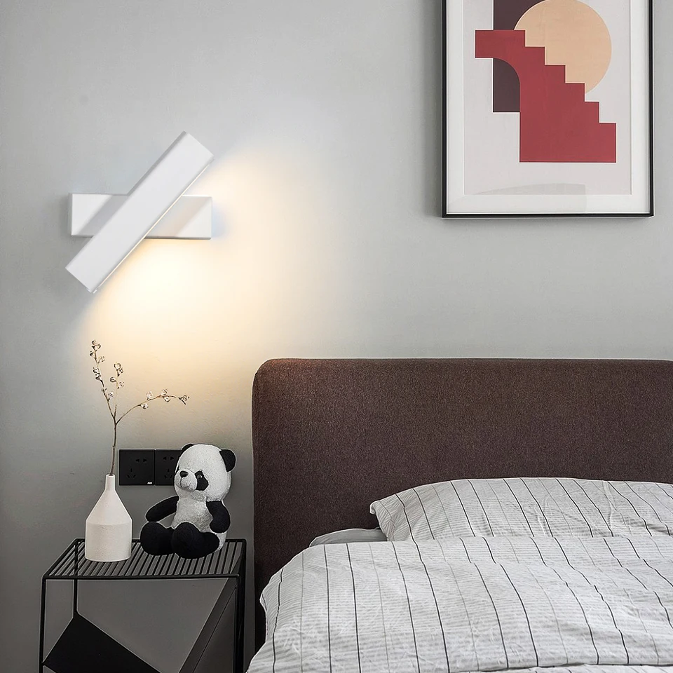 Nordic LED Wall Lamp With Switch Indoor Simple Wall Lights Rotation Adjustable Lighting For Home Living Room Bedside Wall Sconce