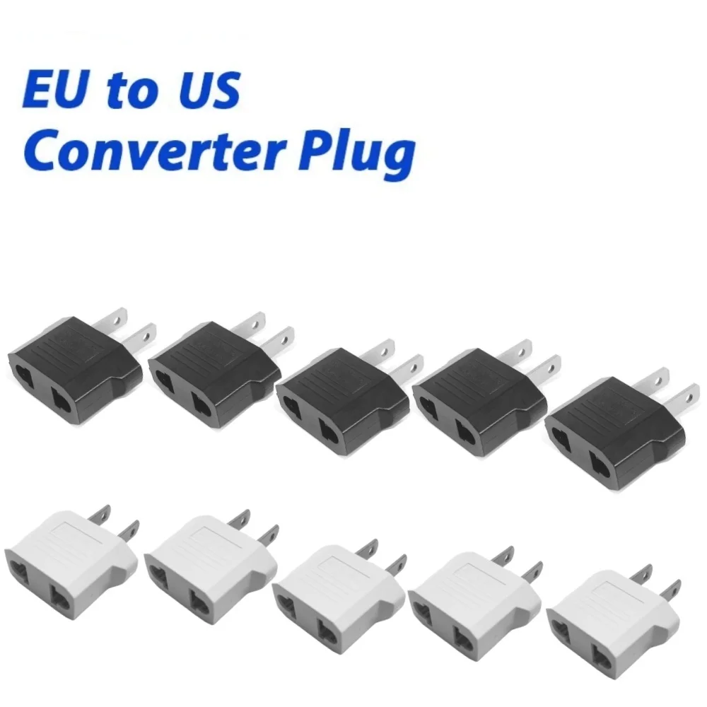 EU to US Plug Adapter 2-Prong Type A Outlet Adapter for EU Appliances, Fireproof ABS Electrical Socket Converter for Home Travel