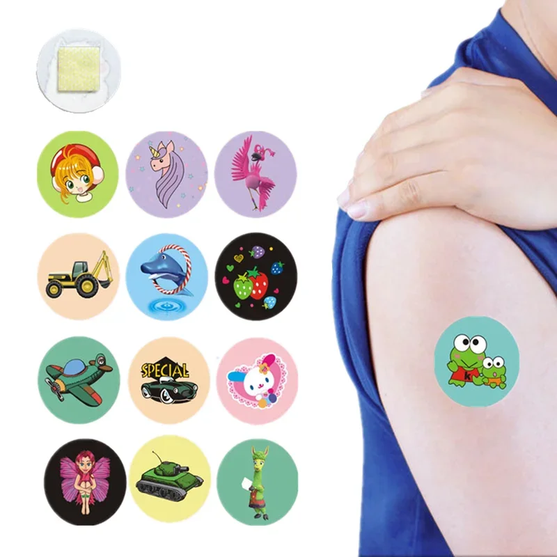 50/80/100/120pcs Round Band-Aid medical waterproof breathable cute cartoon baby vaccine wound stop Blood Band-Aids bandaids cute