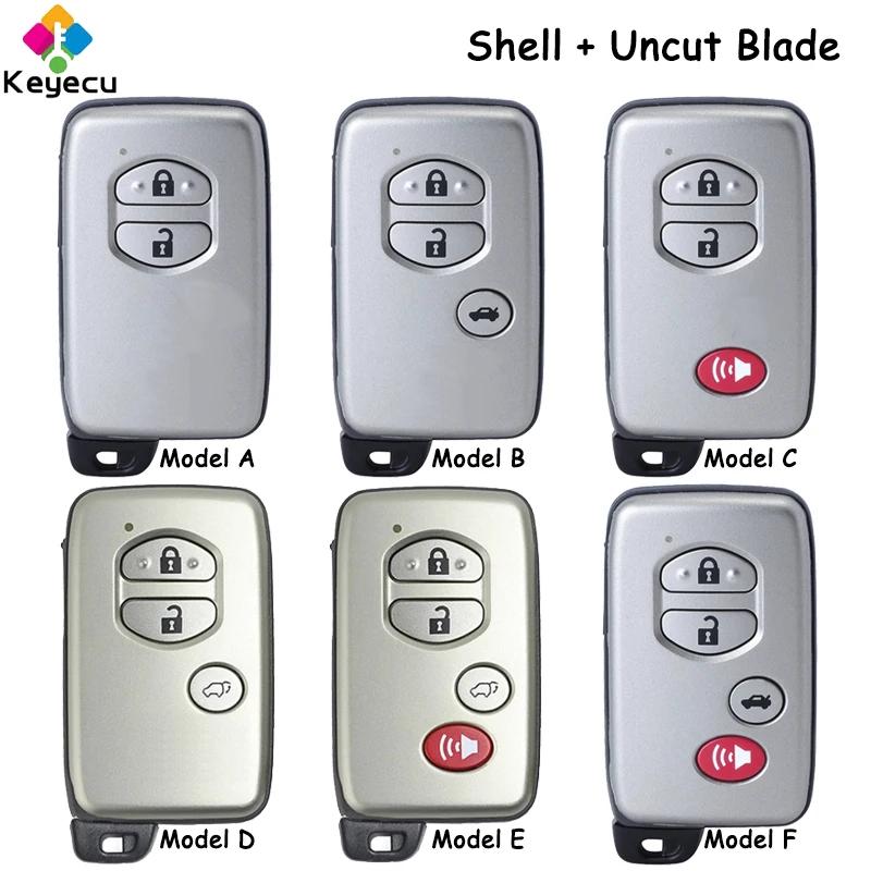 KEYECU Smart Card Remote Key Shell Case With 2 3 4 Buttons Fob for Toyota Avalon Camry Highlander RAV4 Venza 4Runner Prius C/ V