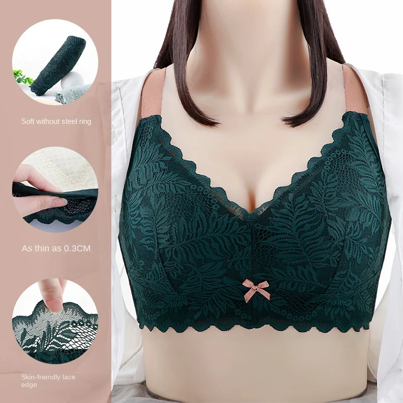 Women's Large Size Underwear Large Boob Size Concealing Bra Thin Wireless Full Cup Bra Breast Holding D Cup plus size bra