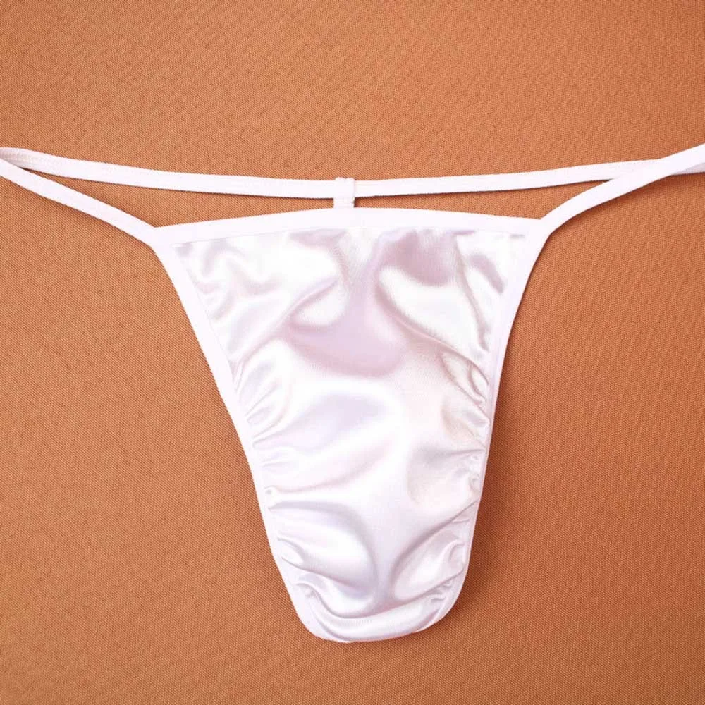 Ultra Dunne Zijde Satijn Sexy T-Back Korte Bikini G Strings Slipje Erotische Ademende Effen Zachte Comfortabele Mannen String Voor Heren