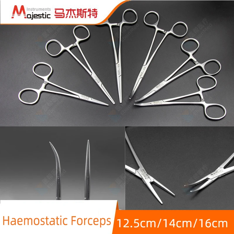 Pinzas hemostáticas de acero inoxidable, pinzas vasculares, Clips quirúrgicos, codo recto, instrumento de implante Dental, pinzas para mosquitos, herramienta