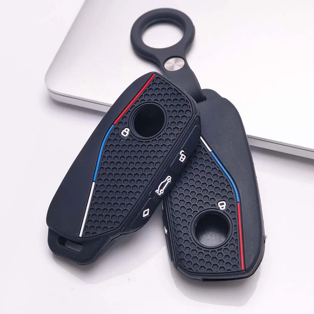 Silicone Keychain For BMW IX I5 I7 XM X1 X2 X5 X6 X7 3 5 7 Series Remote Car Key Fob Case Cover Shell 740 840 M Sport 2024 2025