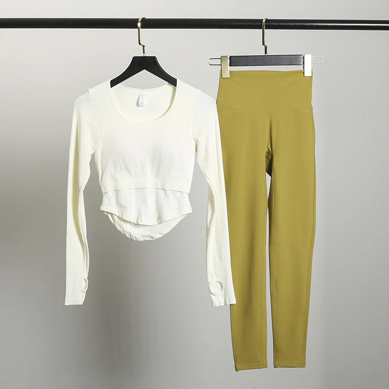 

Женский костюм для йоги с нагрудником, новый осенне-зимний профессиональный спортивный быстросохнущий топ с длинными рукавами для бега