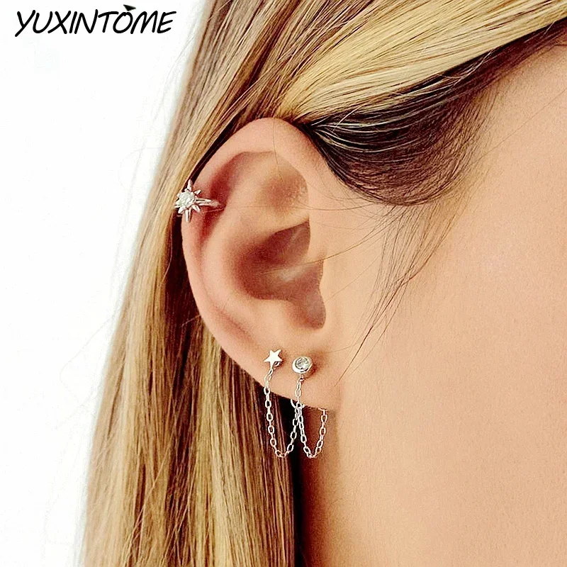 925 Sterling Silver Needle Punk Silver Series Small Hoop Earrings for Women 24K Gold Earrings Trend Jewelry Ear Accessories