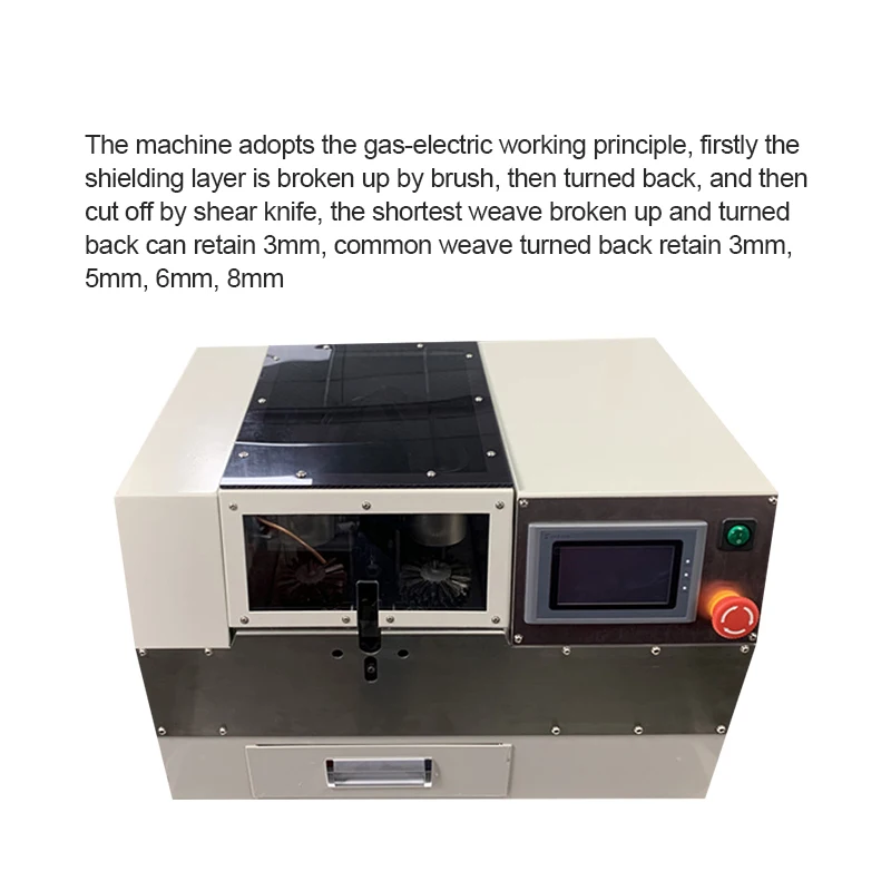 Automatic Knitting Shears Shielded Wire Braid Scattering Cutting Machine HD Touch Screen Foot Switch High Efficiency For Data Ca