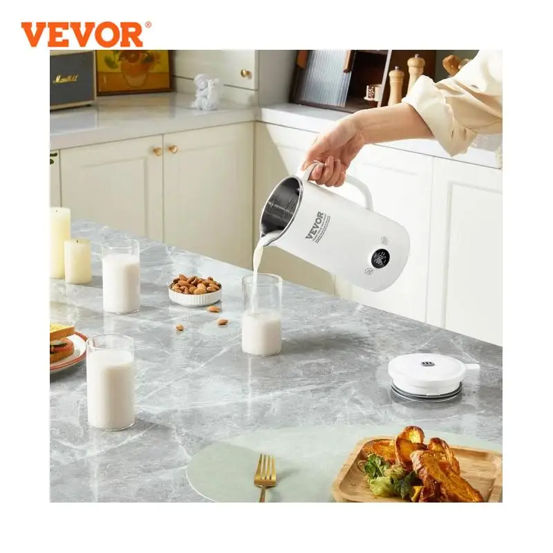 VEVOR 너트 밀크 메이커, 8-in-1 두유 메이커, 8 잎 블레이드 포함, 600ML 자동 바지 기반 콩 및 귀리 우유 메이커