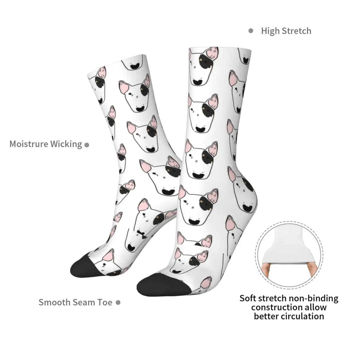 Medias centelleantes Bull Terrier Calcetines novedosos con gráficos Calcetines antideslizantes de invierno Calcetines transpirables para ciclismo para mujer