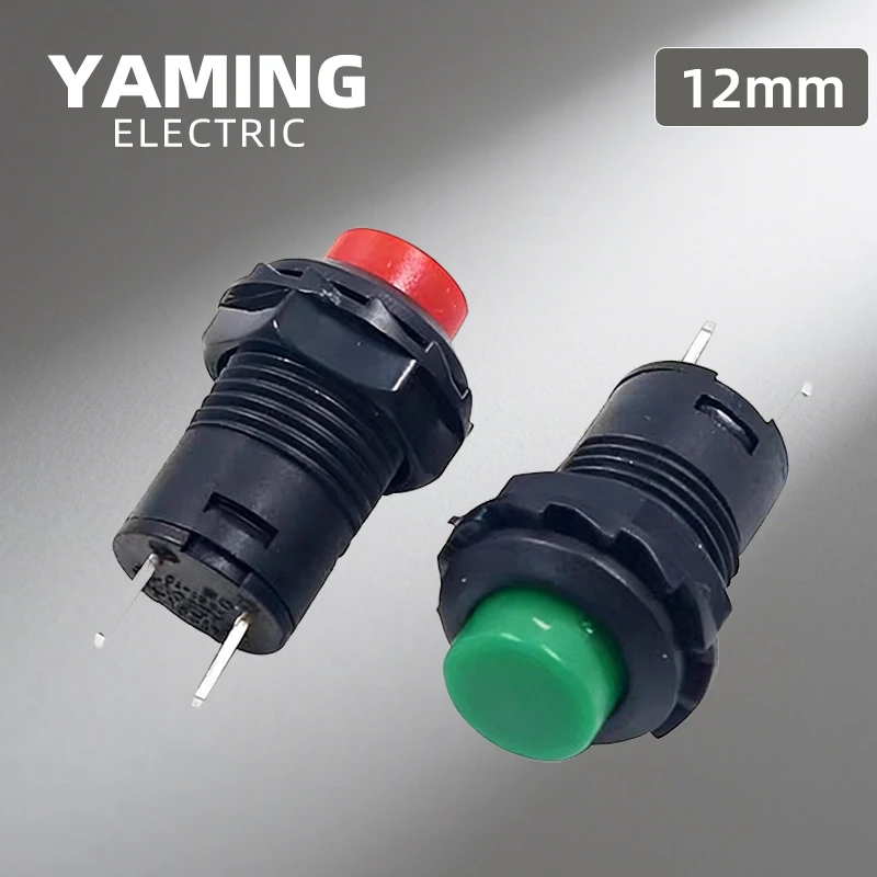 

100pcs/lot Momentary/Self-locking Red Push Button Switch 12mm Circular Small Size Mini Self Reset 2 Pins Electrical