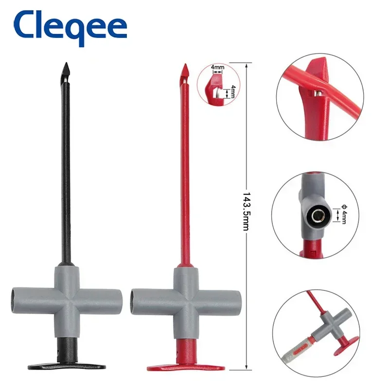 Imagem -03 - Cleqee P5010 Clipe de Gancho de Teste Isolado Sonda de Punção Não Destrutiva Mola Embutida Compatível com Plugue Banana de mm