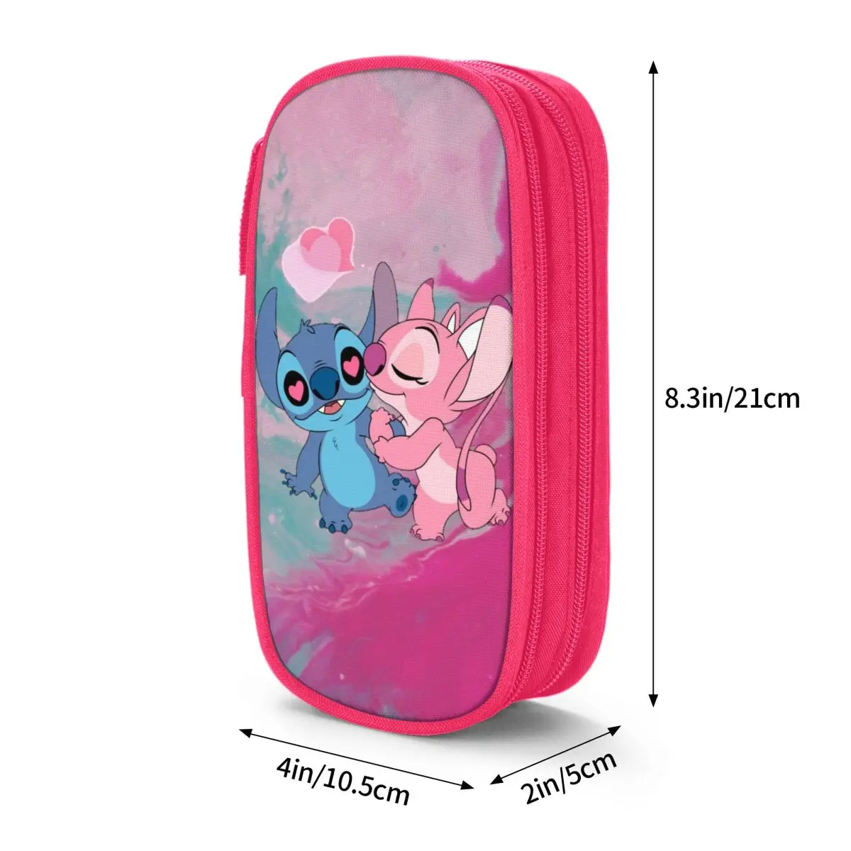 Imagem -06 - Stitch And Angel Pencil Case para Meninas e Meninos Fun Pen Holder Bags Bolsa Escolar Grande Capacidade Presentes para Estudantes