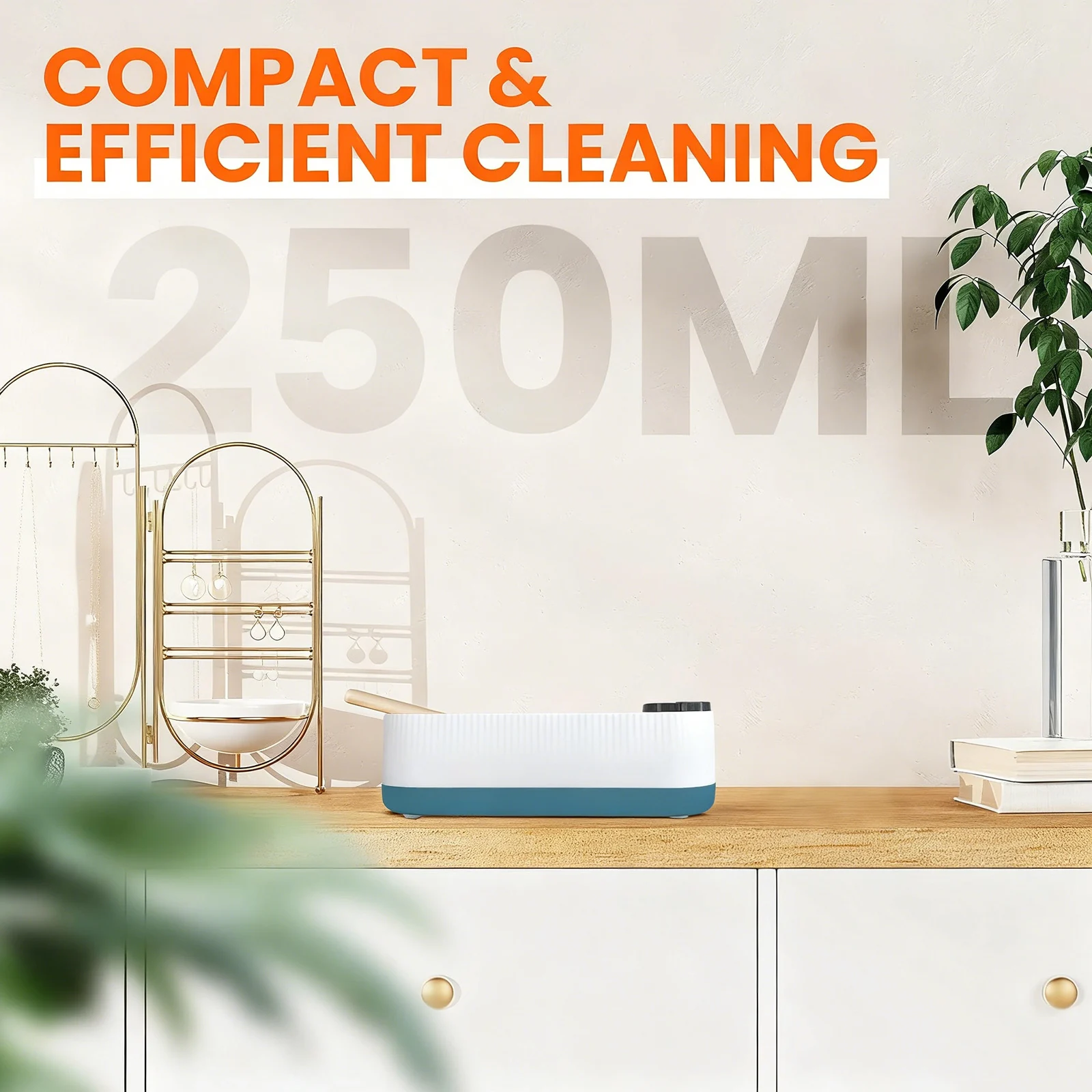 Jewelry Cleaner, Vibrating Cleaner Machine for Jewelry, Eyeglasses, Rings, Watch Band, Invisalign 250ml Tank Gift Idea
