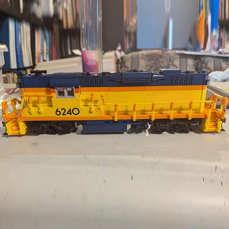 Stadt Auto Modell MOC Gebäude Ziegel Eisenbahn GP9 Diesel Lokomotive Modulare Technologie Geschenke Urlaub Montieren Kinder Spielzeug Anzug