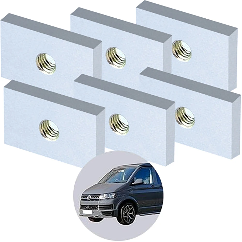 6pcs For VW T5 T6 T6.1 California Steel Piping Block Piping Rail Swith Solt Nut With M8 Thread