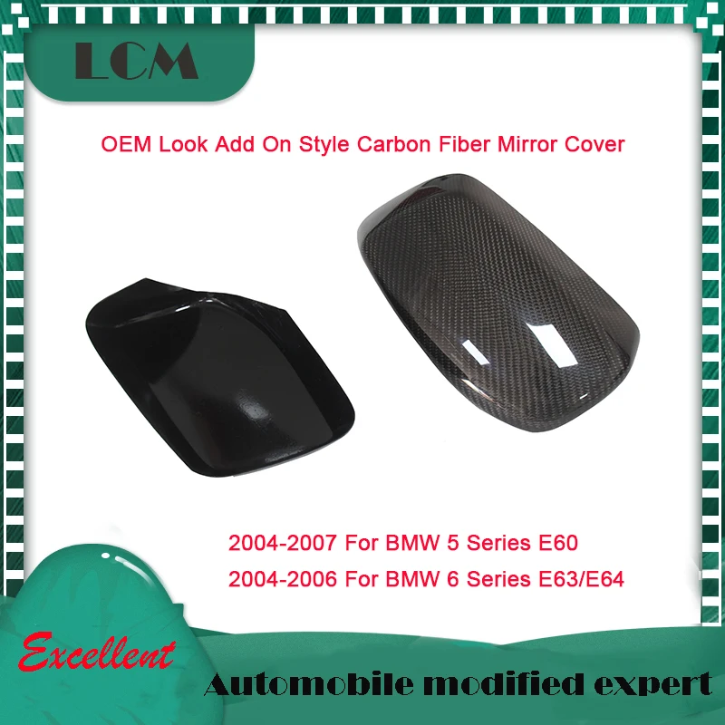 

Для BMW 5 серии E60 2004-2007, 6 серии E63 E64 2004-2006: накладки на зеркала заднего вида в стиле OEM из влажного карбона/ABS+натурального карбона