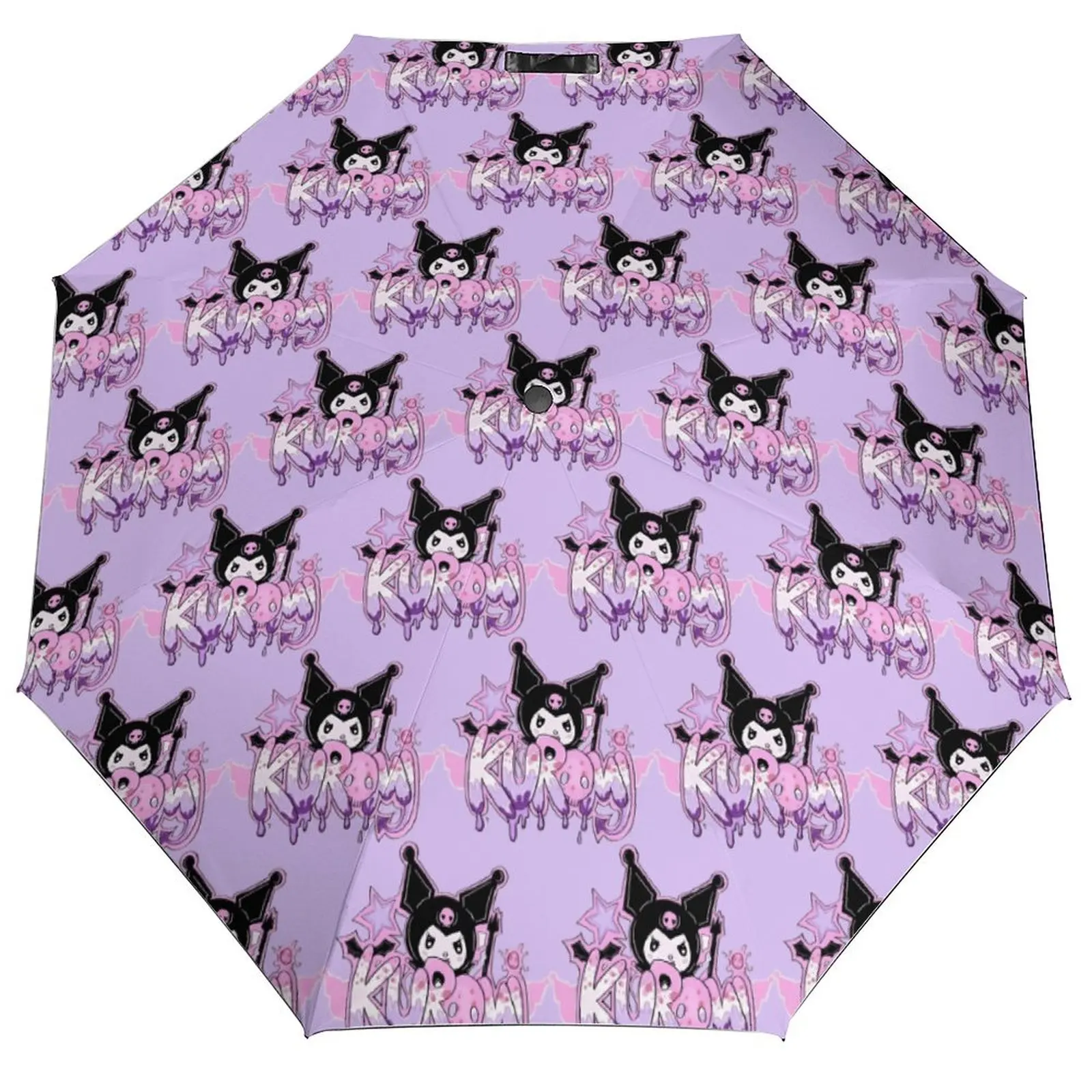 

Kawaii Kuromi зонт 3-кратный автоматический зонт от солнца для мужчин и женщин стильный складной зонт с принтом для рыбалки