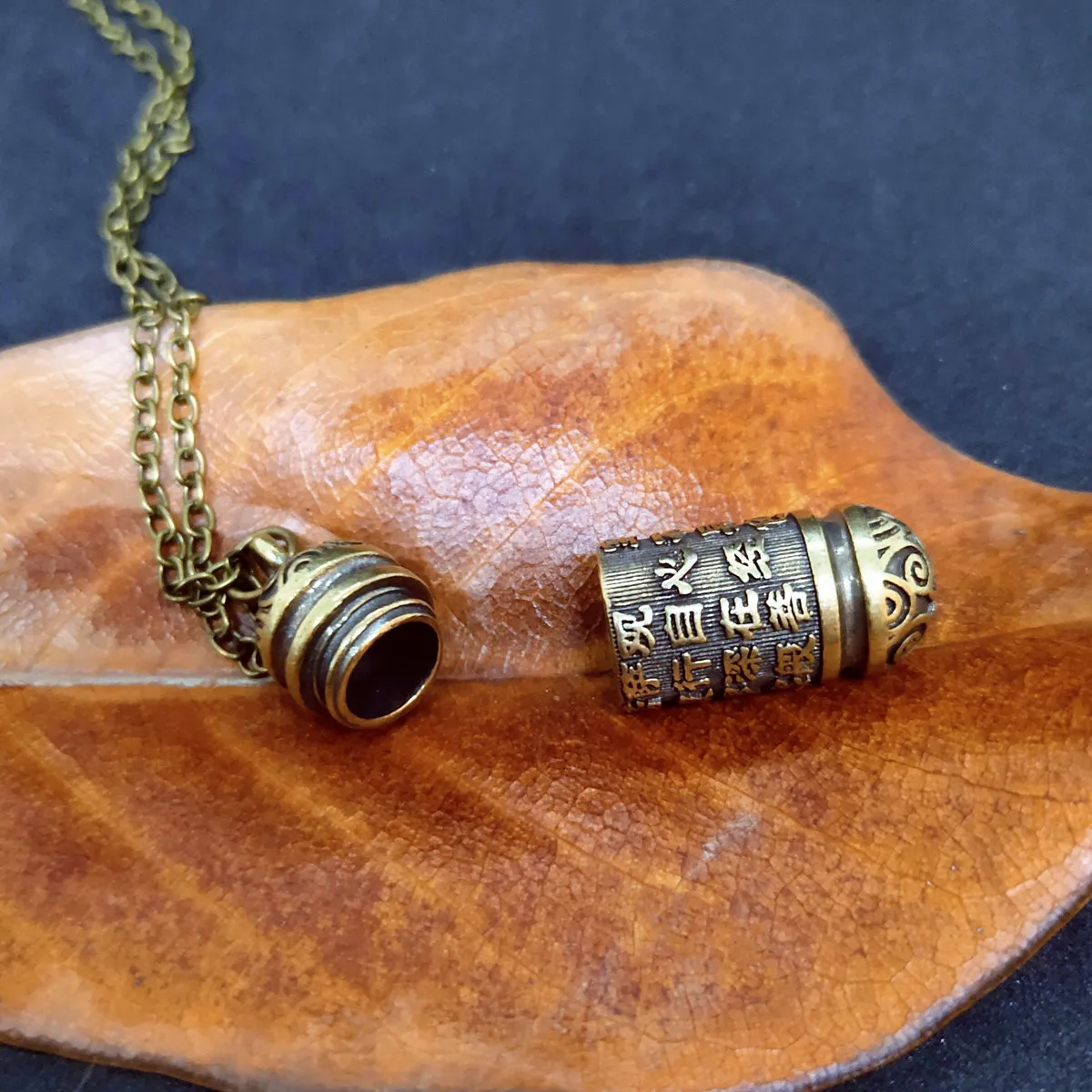 Mini Brass Spoon Jar Accessories Pendants Locket Sanskrit Mantra Embossed Necklace Urn necklace Charm Memorial Jewelry